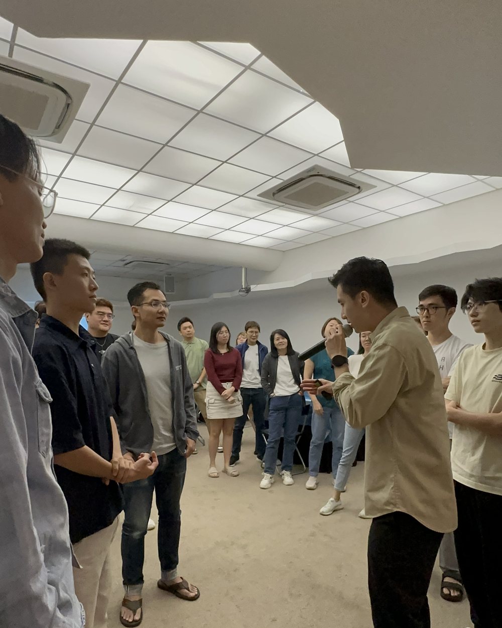 A group listening together during a workshop